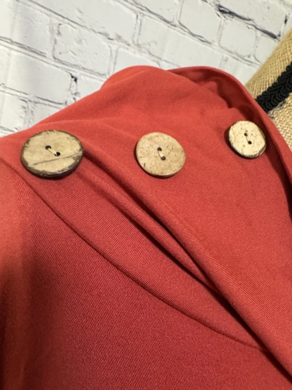 Worn once Emery Rose Rust Red Cozy Cowl Neck Tunic with Pockets & button detail - Picture 4 of 9